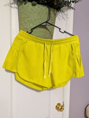 JoyLab Neon Yellow Athletic Shorts with Pleated Side Panels